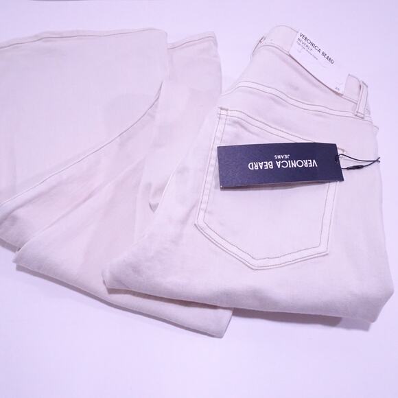 Veronica Beard Beverly High Rise Skinny Flare Jeans 26 NWT 298 ECRU IRRG - Picture 10 of 13